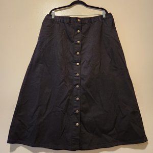 Woman Within Cotton Button Front Skirt
